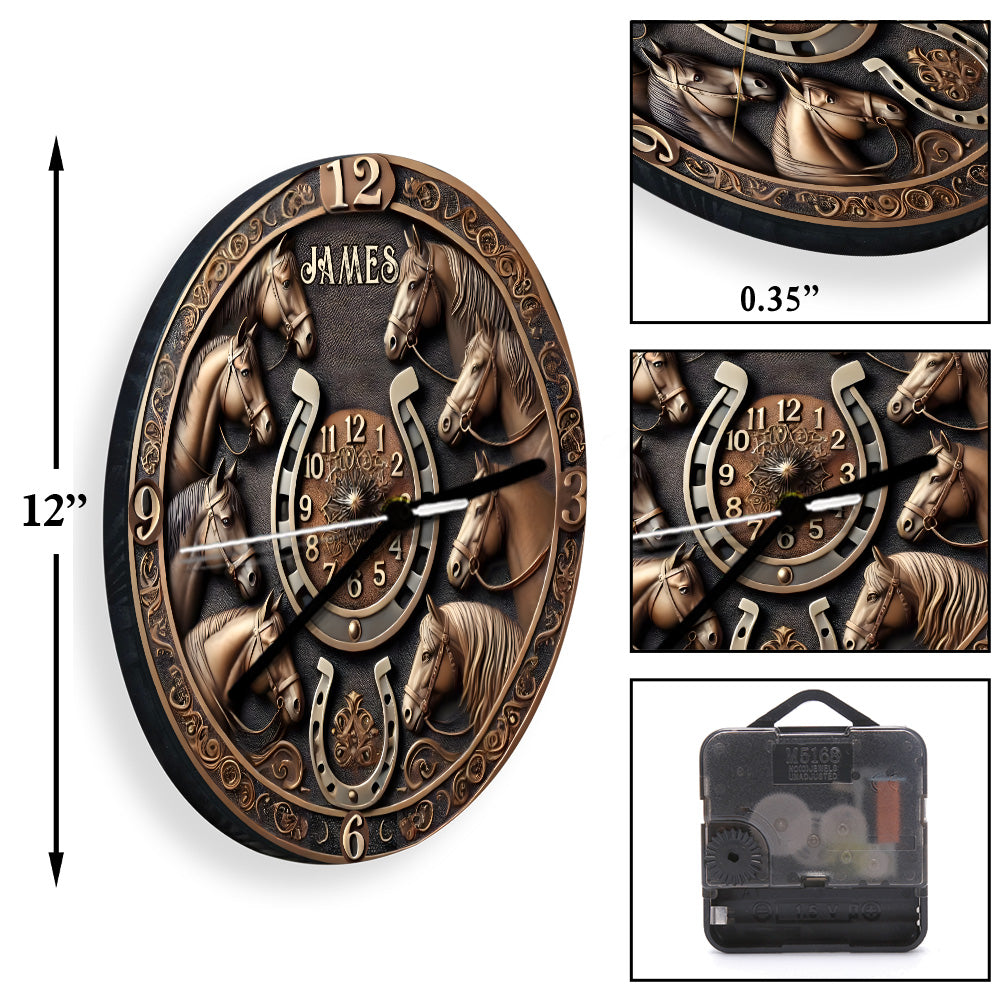 Le temps passé en selle n'est jamais perdu - Horloge murale personnalisée pour chevaux