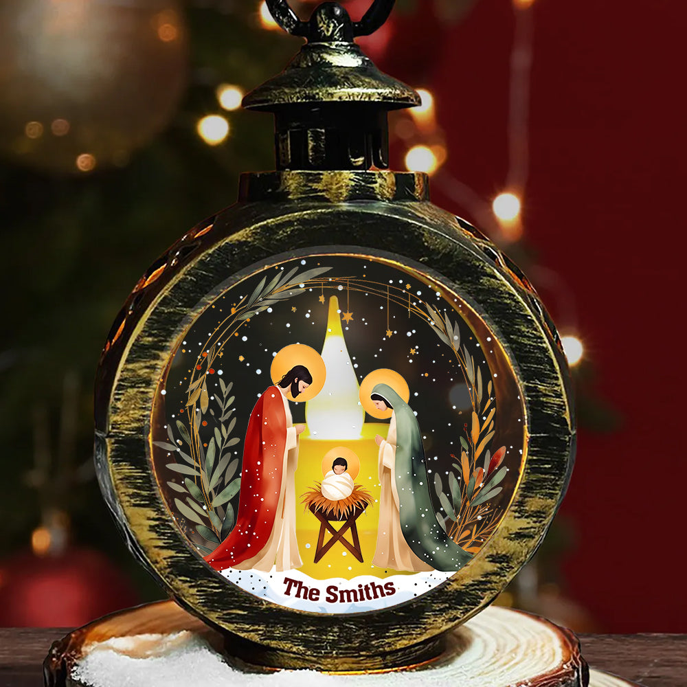 Nuit Sainte - Lanterne ronde chrétienne personnalisée avec lumière