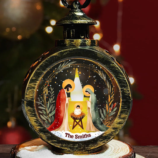 Nuit Sainte - Lanterne ronde chrétienne personnalisée avec lumière