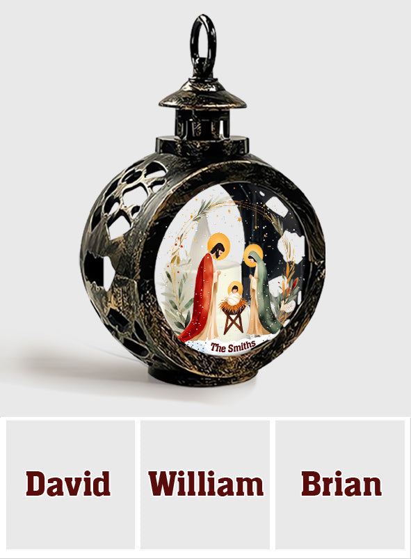 Nuit Sainte - Lanterne ronde chrétienne personnalisée avec lumière