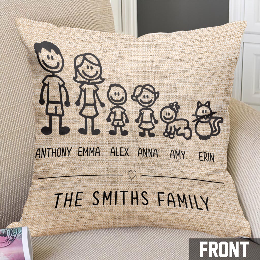 Ma famille - Coussin décoratif personnalisé pour la famille