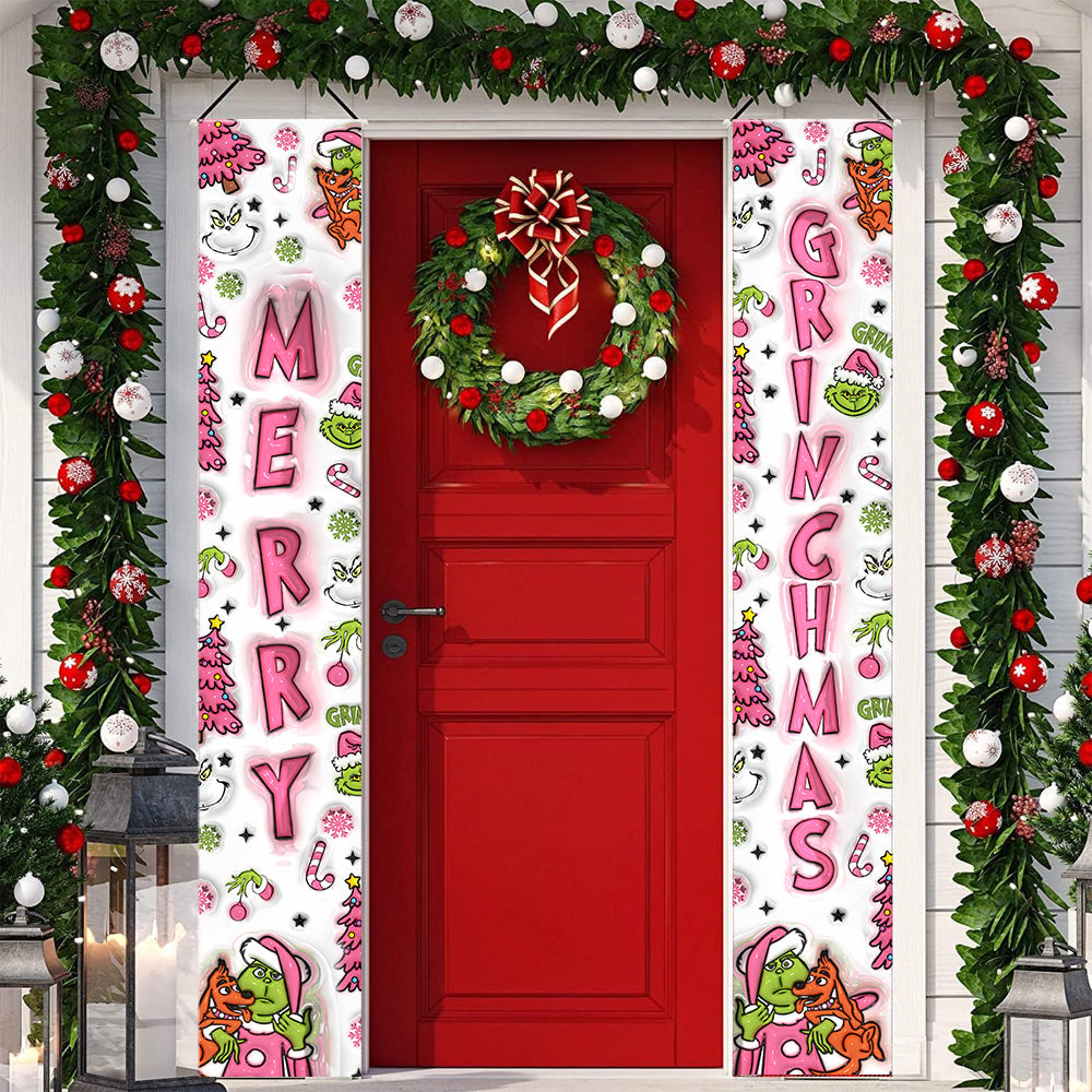 Joyeux Grinchmas - Panneau de porche personnalisé « Étole de Noël »