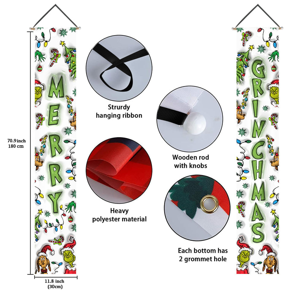 Joyeux Grinchmas - Panneau de porche personnalisé « Étole de Noël »