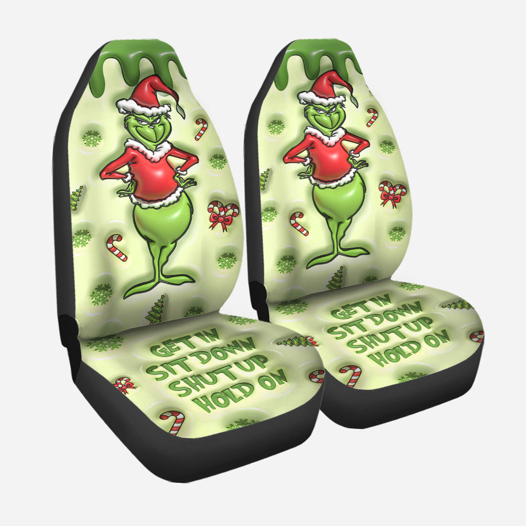 Montez, asseyez-vous, taisez-vous, attendez ! Green Mischief - Housses de siège volées pour Noël