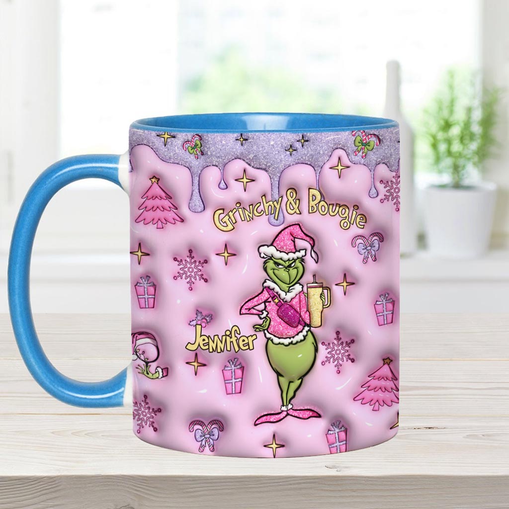 Grinchy &amp; Bougie - Mug personnalisé avec étole de Noël