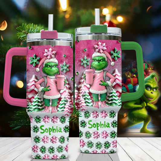 Merry Chrinchmas - Personalized Stole Christmas Tumbler With Handle