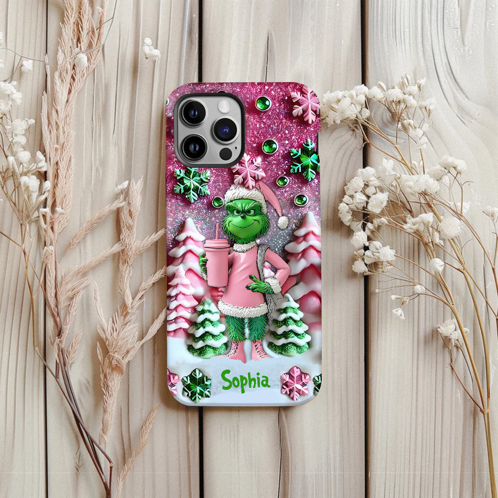 Joyeux Grinchmas - Coque de téléphone personnalisée avec imprimé intégral « Étole de Noël »
