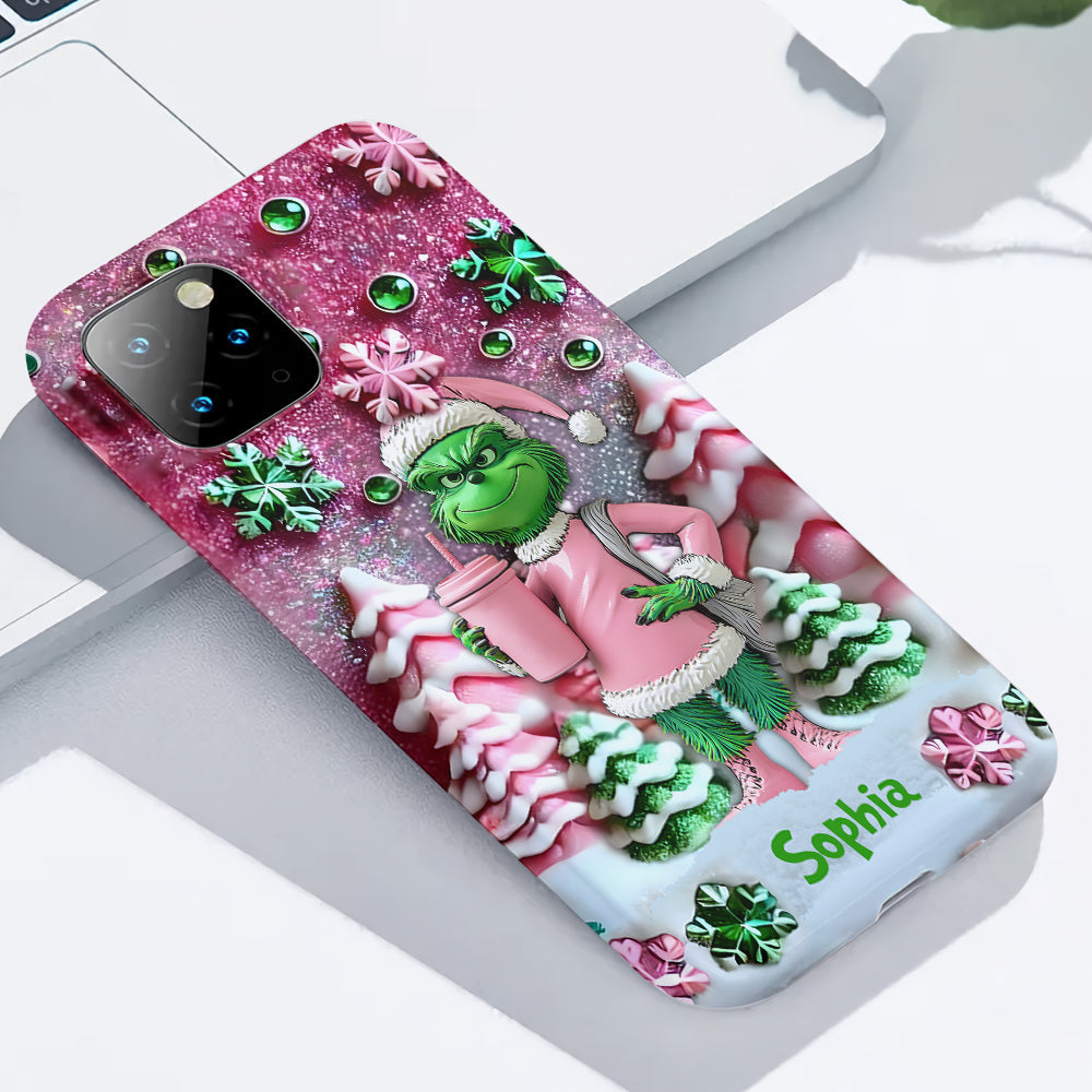 Joyeux Grinchmas - Coque de téléphone personnalisée avec imprimé intégral « Étole de Noël »