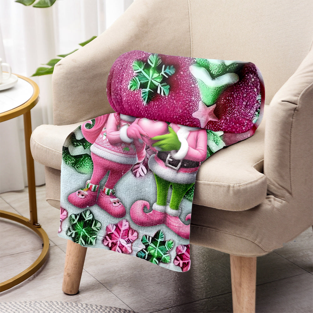 Grinchy Couple - Personalized Stole Christmas Blanket