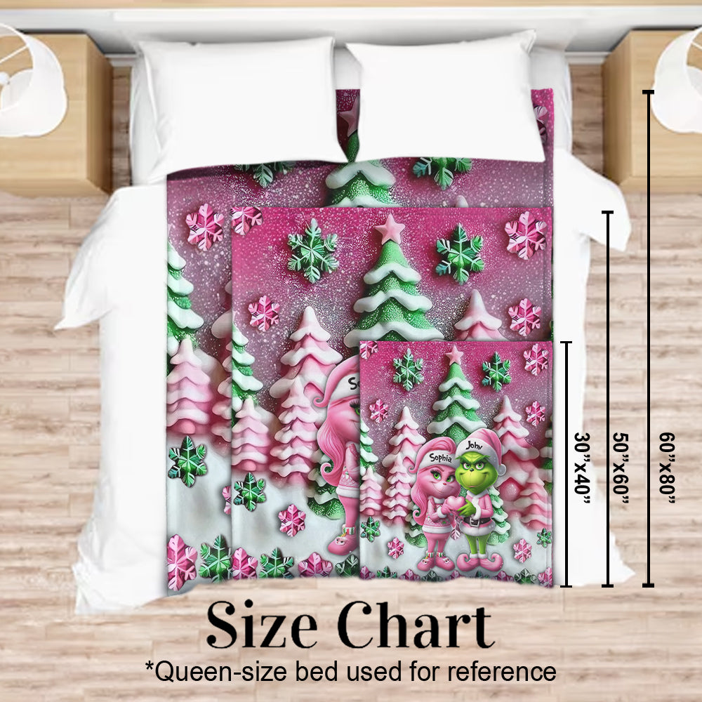 Grinchy Couple - Personalized Stole Christmas Blanket