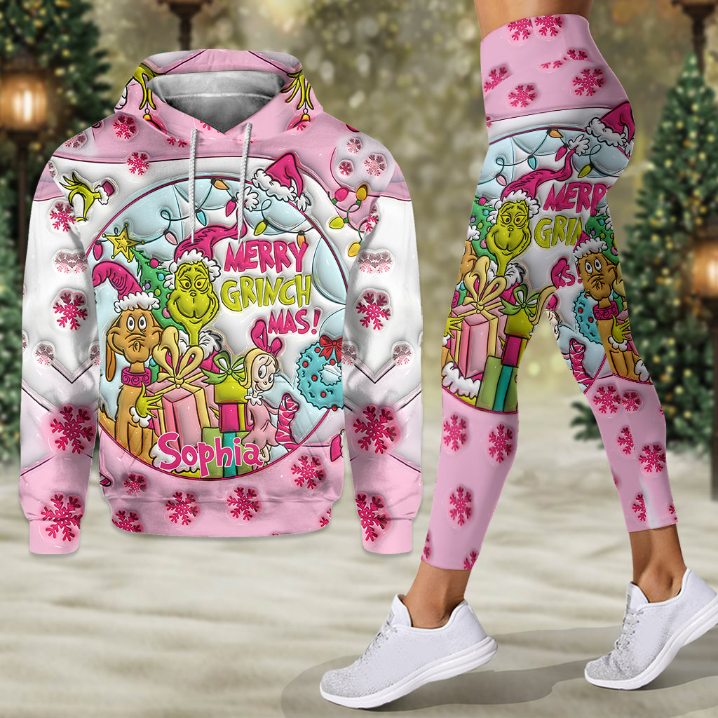 Noël rose - Sweat à capuche et leggings personnalisés avec étole de Noël