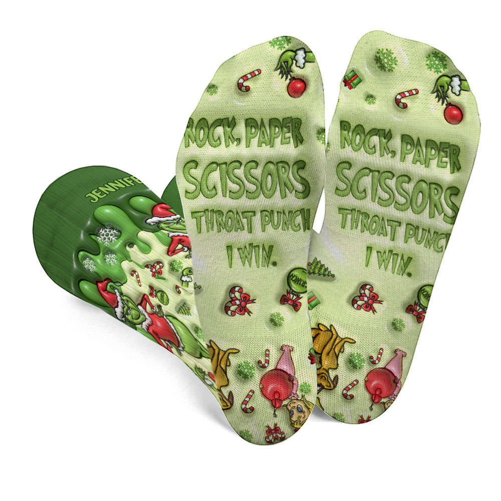 Rock Paper Scissors - Personalized Stole Christmas Socks