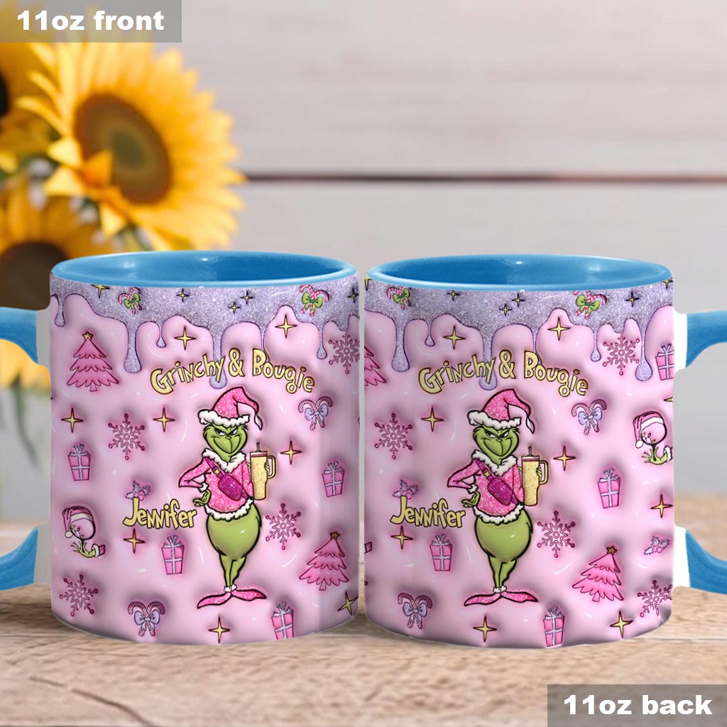 Grinchy &amp; Bougie - Mug personnalisé avec étole de Noël