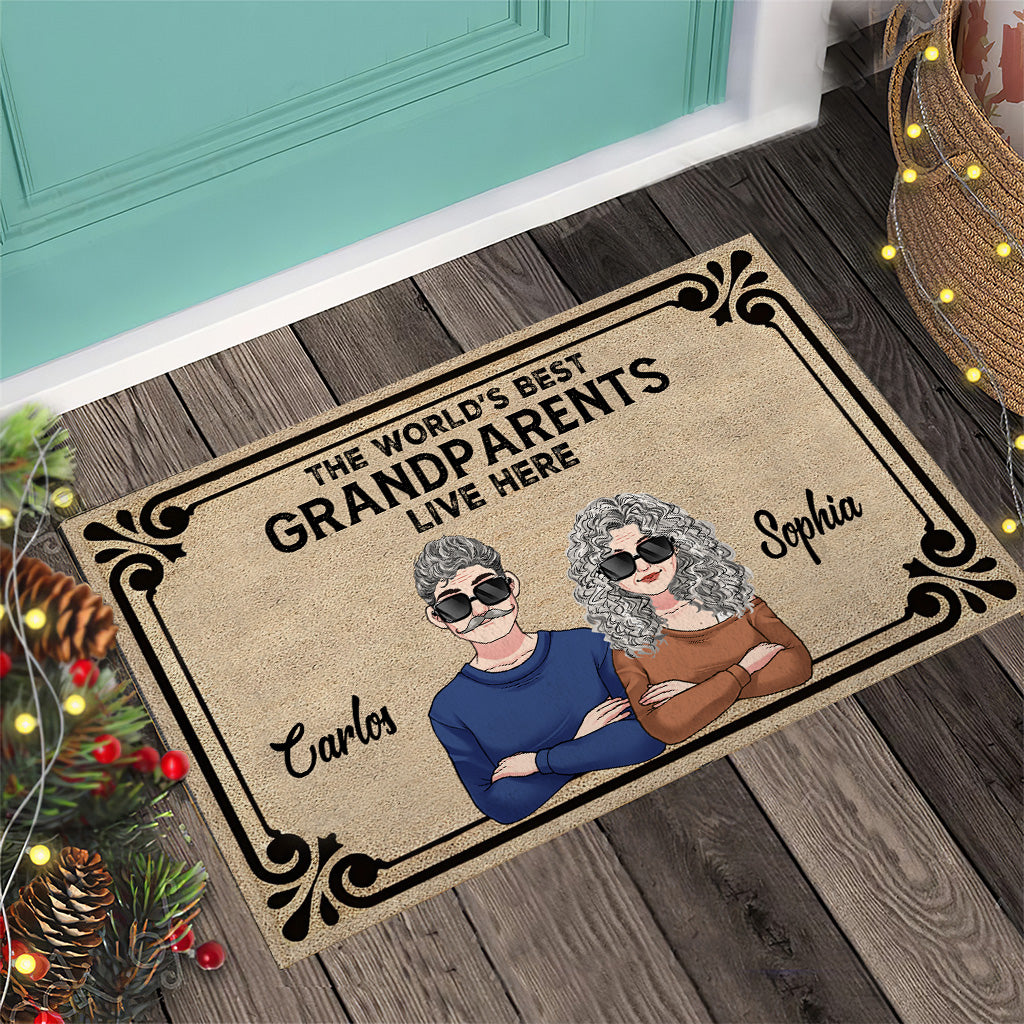 Les meilleurs grands-parents/grand-mère/grand-père du monde vivent ici - Paillasson personnalisé pour grand-mère