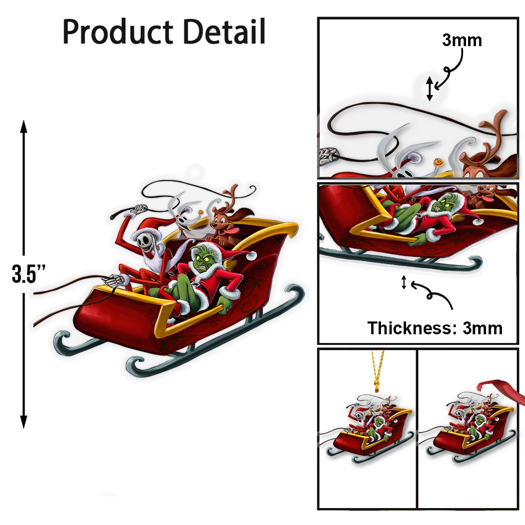 Joyeux Noël - Ornement transparent en forme d'étole de Noël