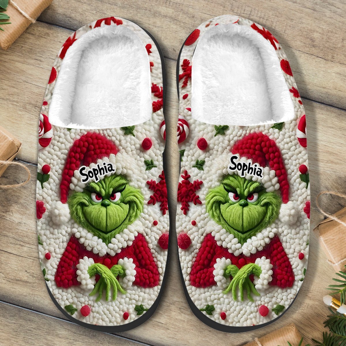 Merry Grinchmas - Personalized Stole Christmas Slippers