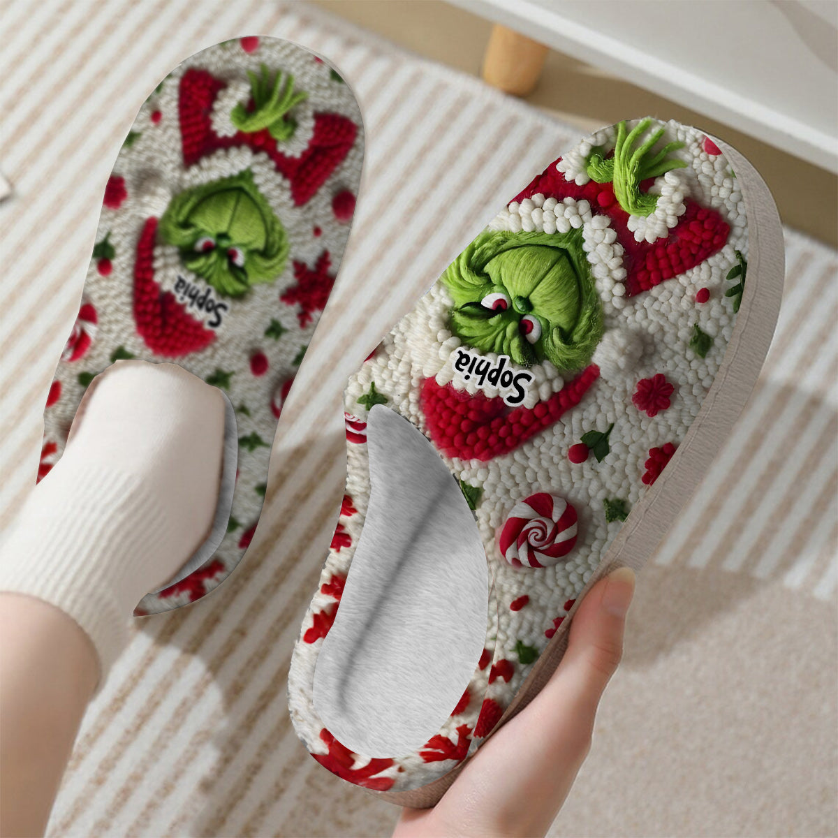 Merry Grinchmas - Personalized Stole Christmas Slippers