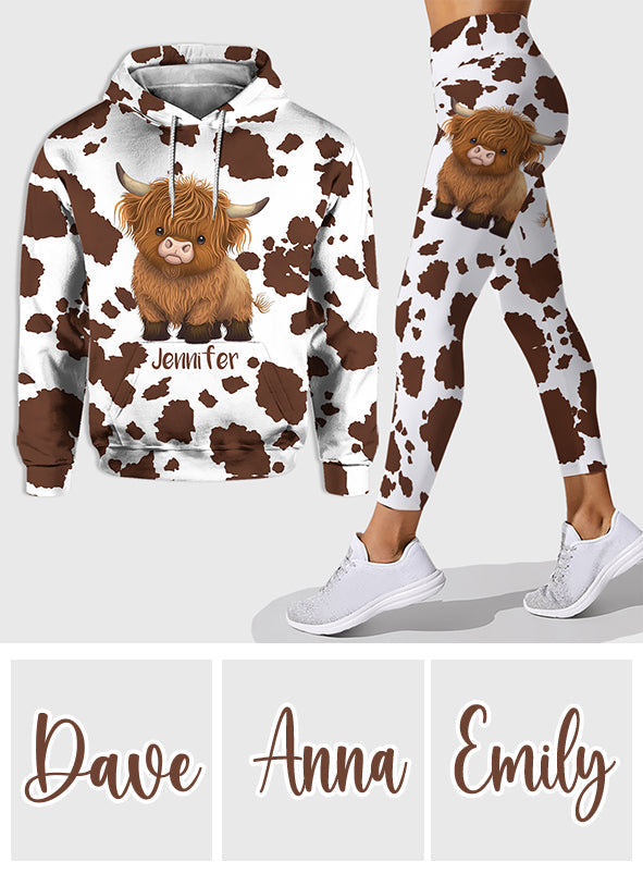 Just A Girl Who Loves Highland Cow - Personalized Highland Cow Hoodie and Leggings