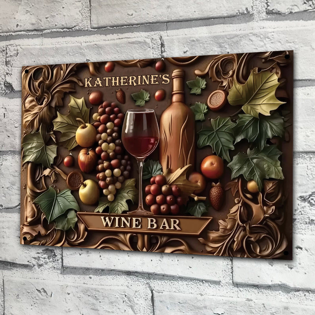 Welcome To The Wine Bar - Personalized Wine Rectangle Metal Sign