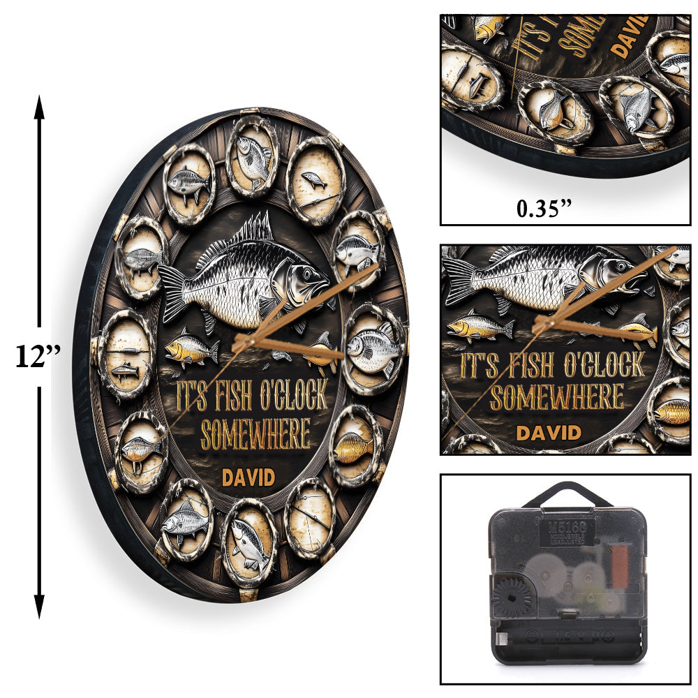 C'est l'heure du poisson quelque part - Horloge murale de pêche personnalisée