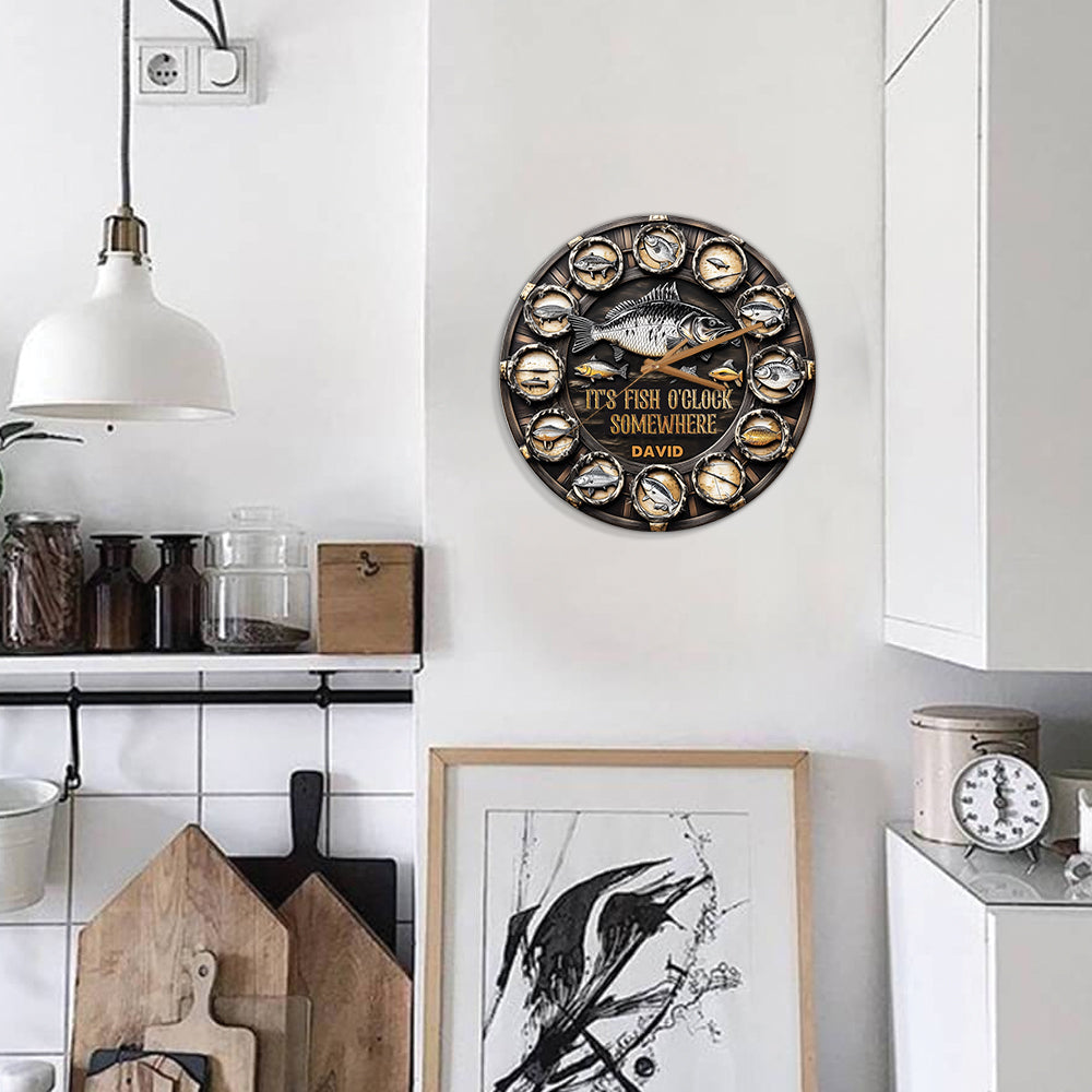 C'est l'heure du poisson quelque part - Horloge murale de pêche personnalisée