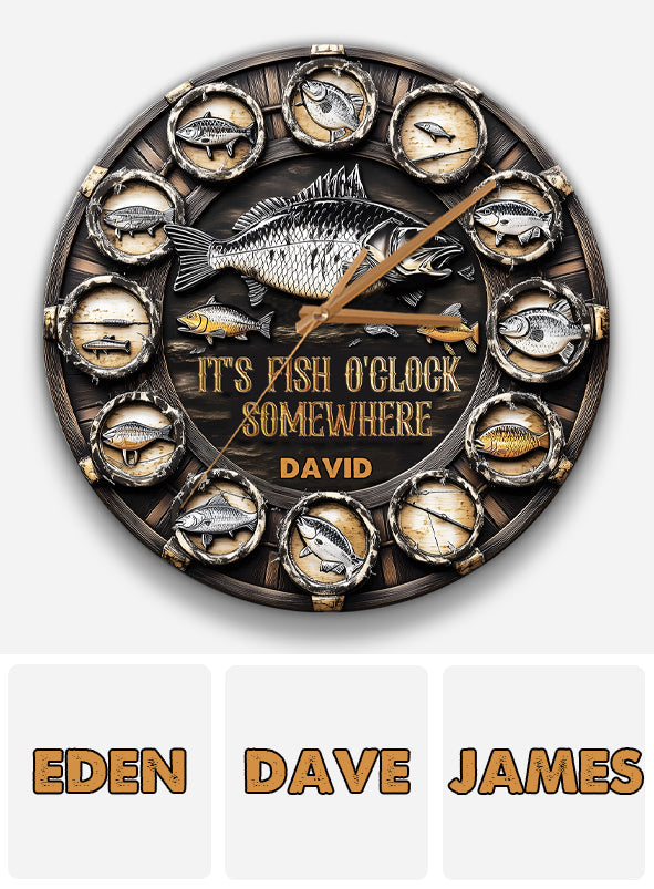 C'est l'heure du poisson quelque part - Horloge murale de pêche personnalisée