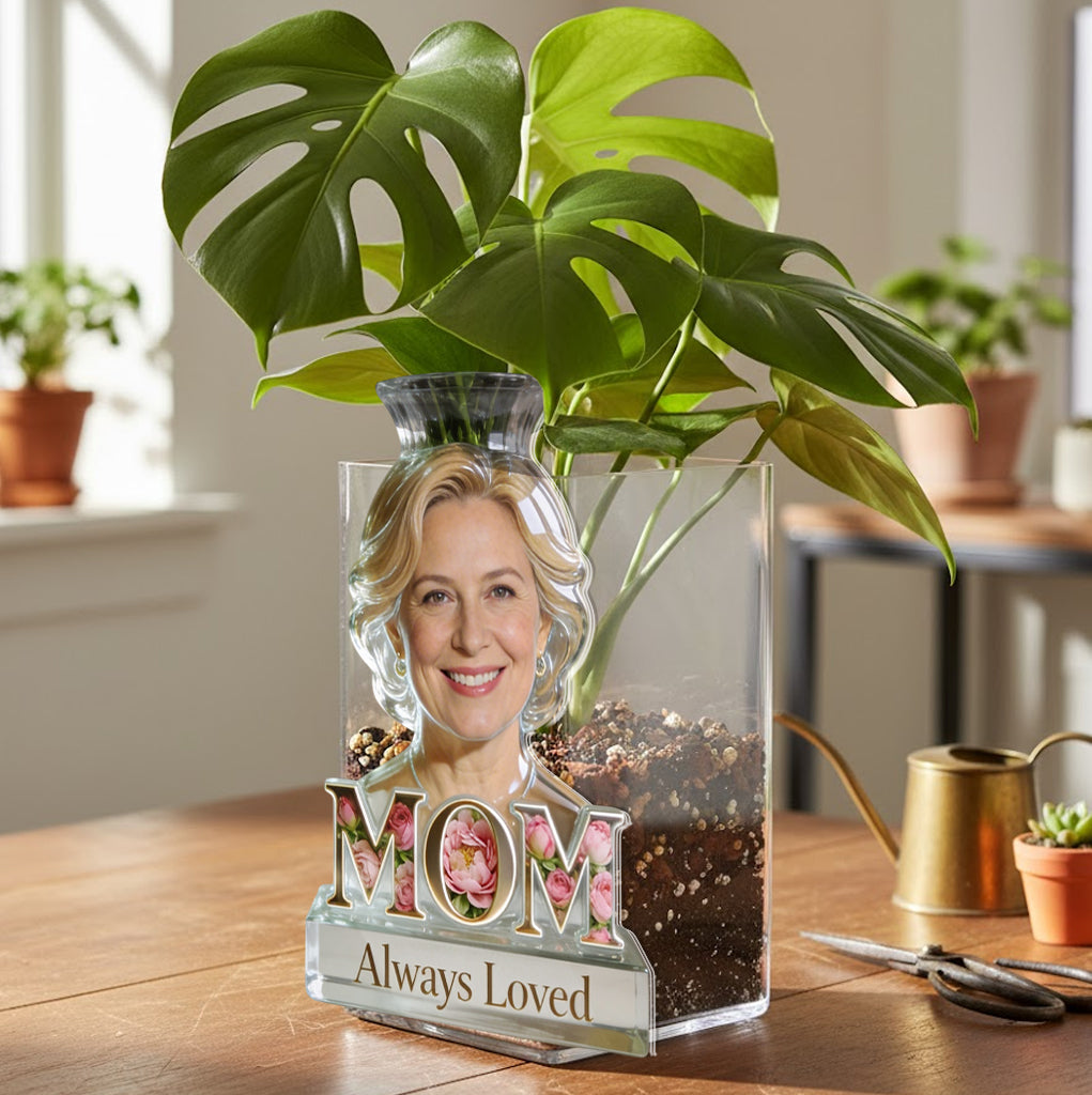 African Curly Hair Woman Flower Blossom - Personalized Mother Acrylic Pot