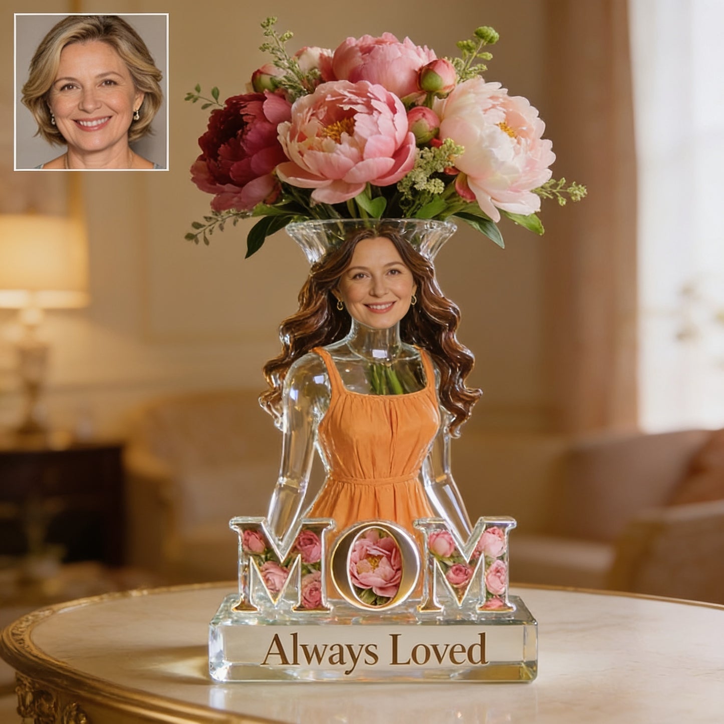 Mom Grandma Flower Blossom - Personalized African Woman With Curly Hair Acrylic Pot