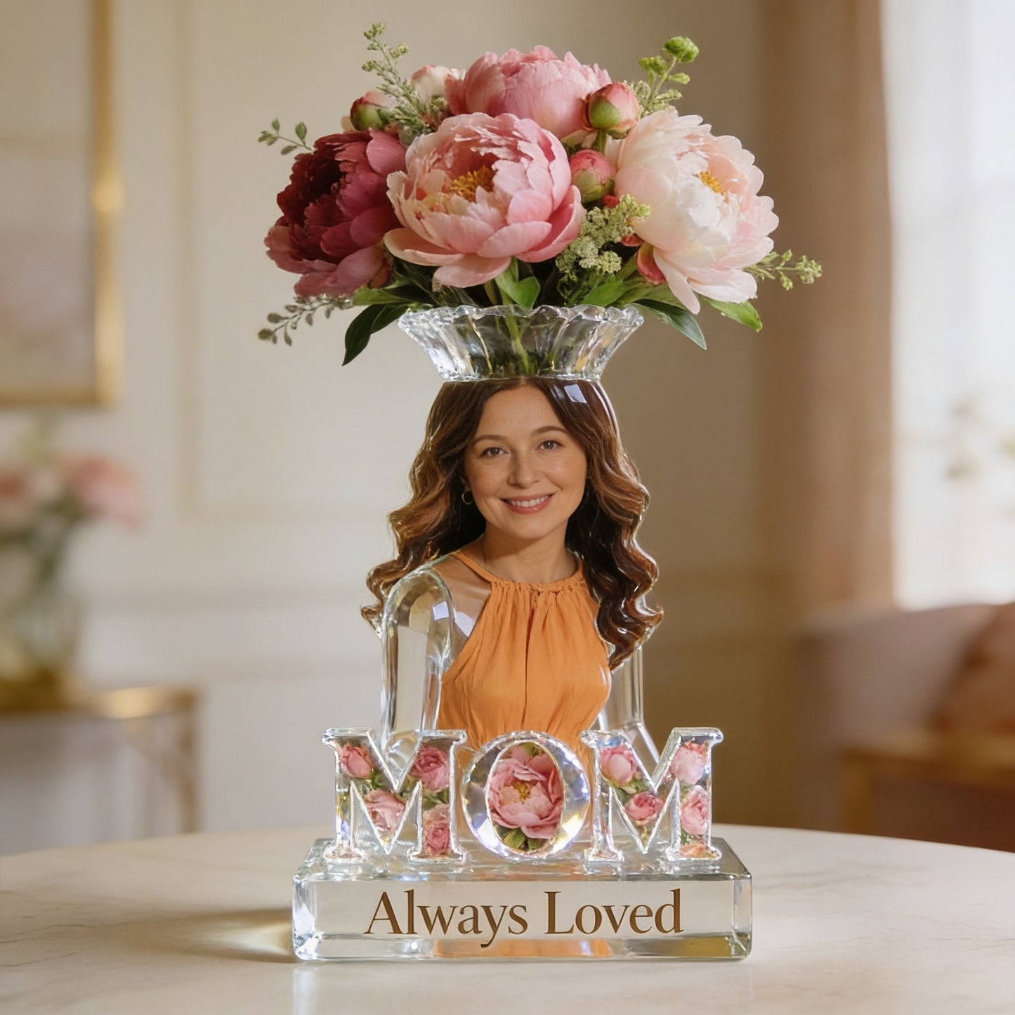 Mom Grandma Flower Blossom - Personalized Black Woman Curly Hair Acrylic Pot
