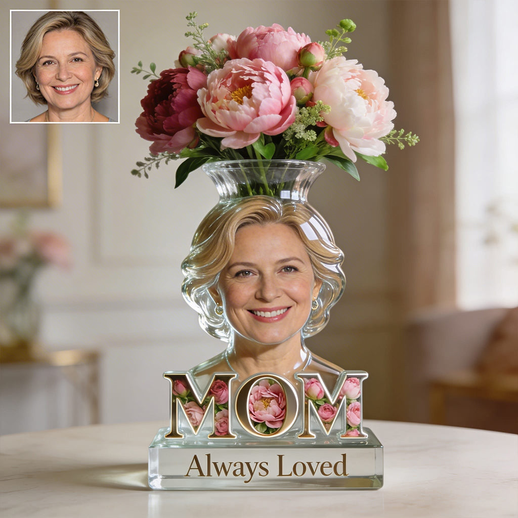 Mom Grandma Flower Blossom - Personalized Black Woman Curly Hair Acrylic Pot