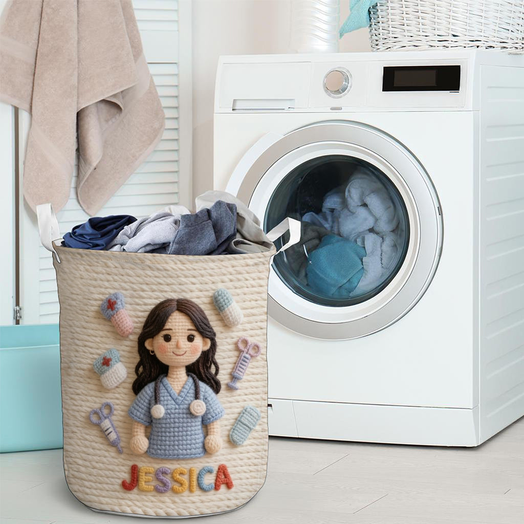 Any Photo Any Theme - Personalized Asian Female Nurse with Long Black Hair Storage Basket