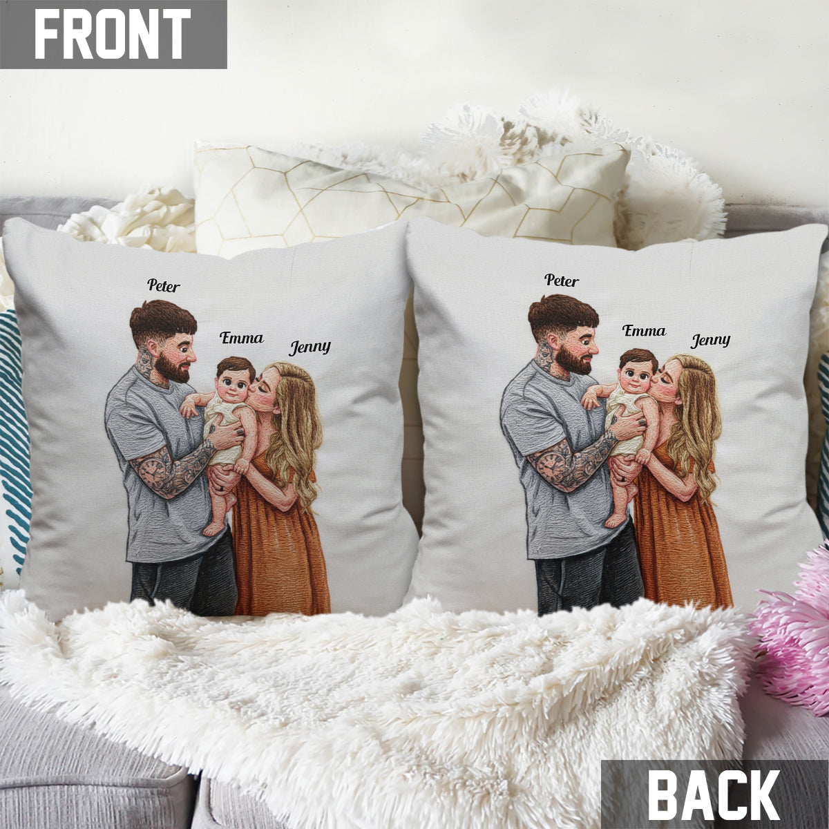 Upload African Family Photo - Personalized African Family Throw Pillow