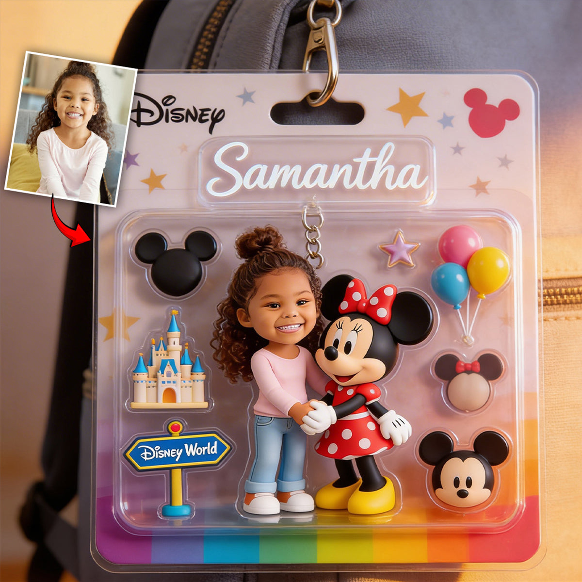 Young Girl - Personalized Mouse Keychain