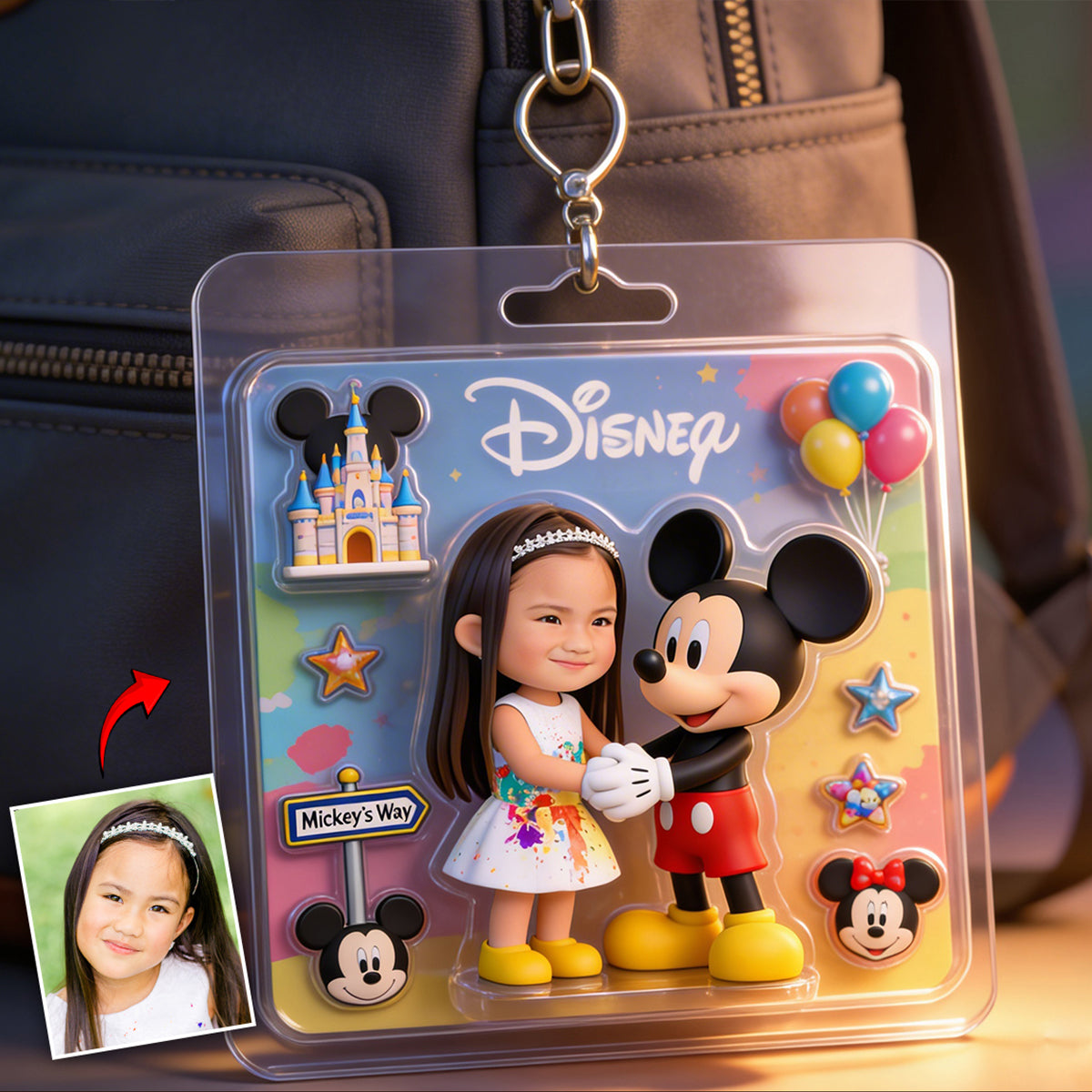 Young Girl - Personalized Mouse Keychain