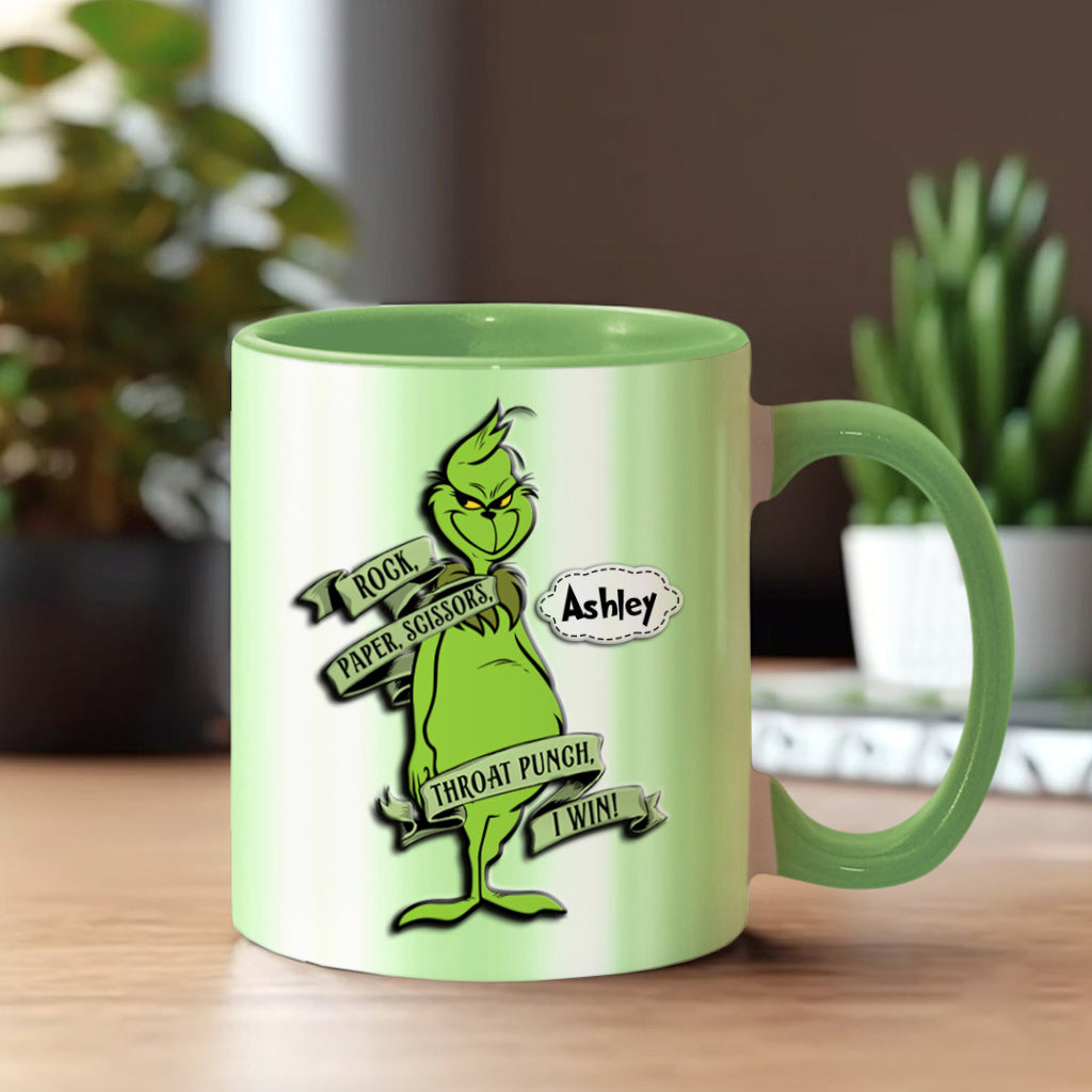 Rock Paper Throat Punch - Personalized Stole Christmas Accent Mug