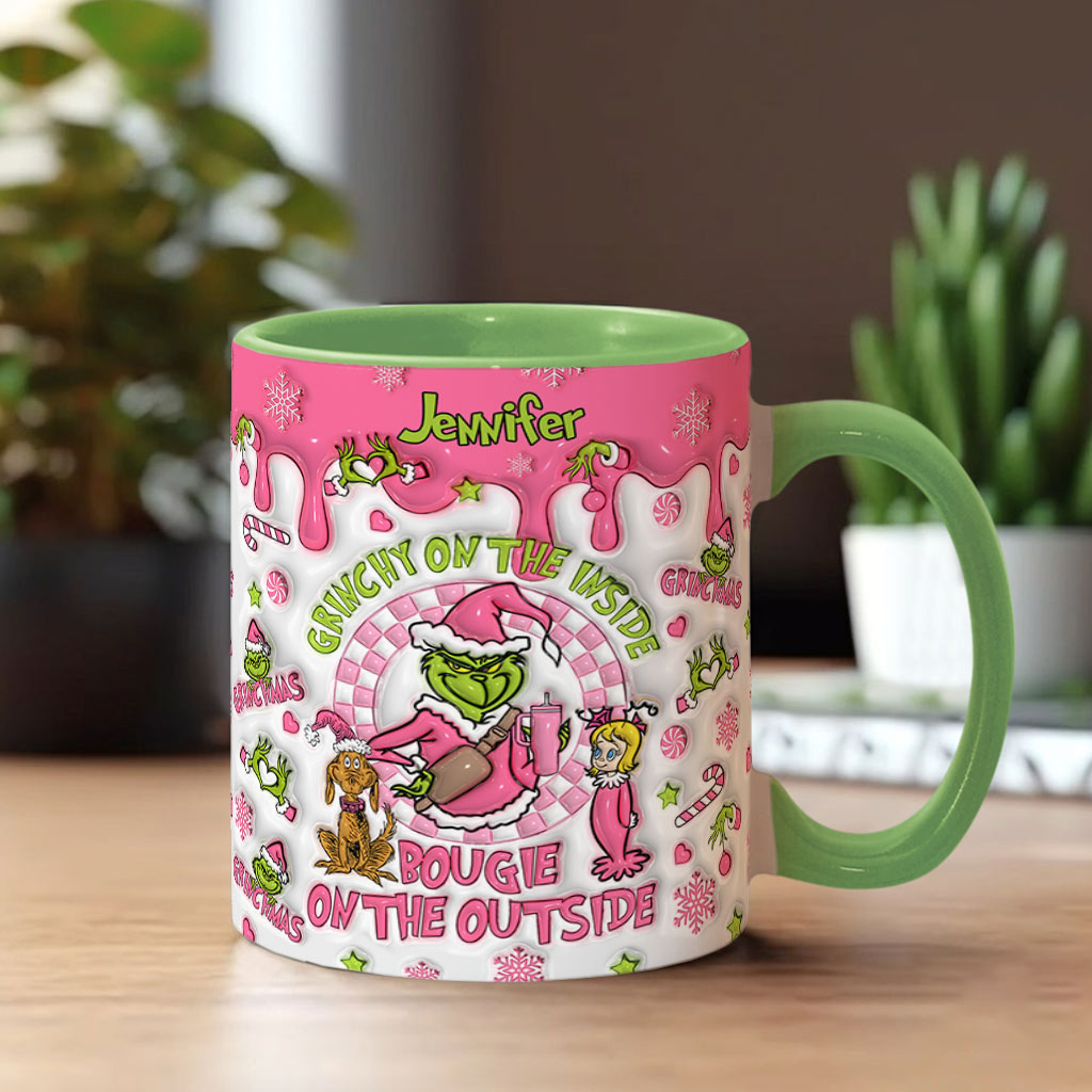Grincheux à l'intérieur - Mug personnalisé avec étole de Noël