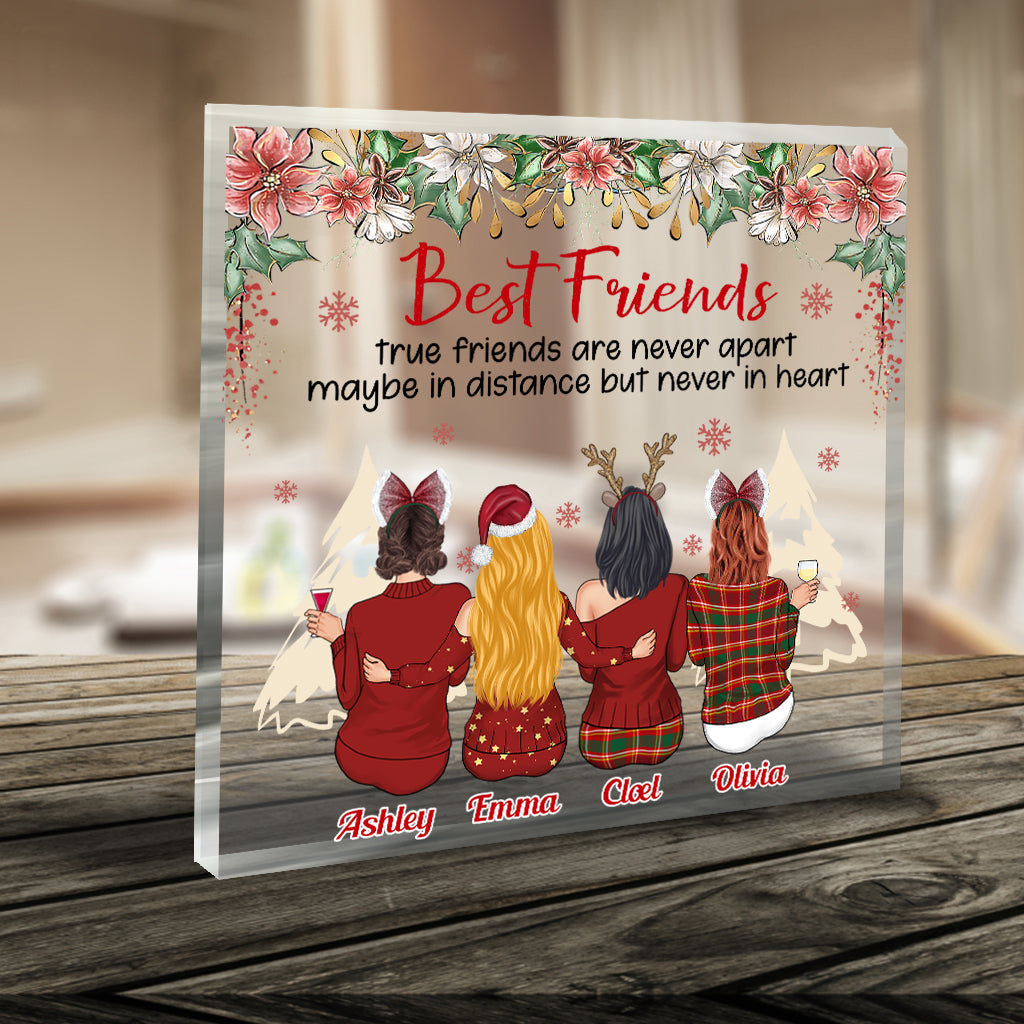 True Friends Are Never Apart - Personalized Bestie Custom Shaped Acrylic Plaque