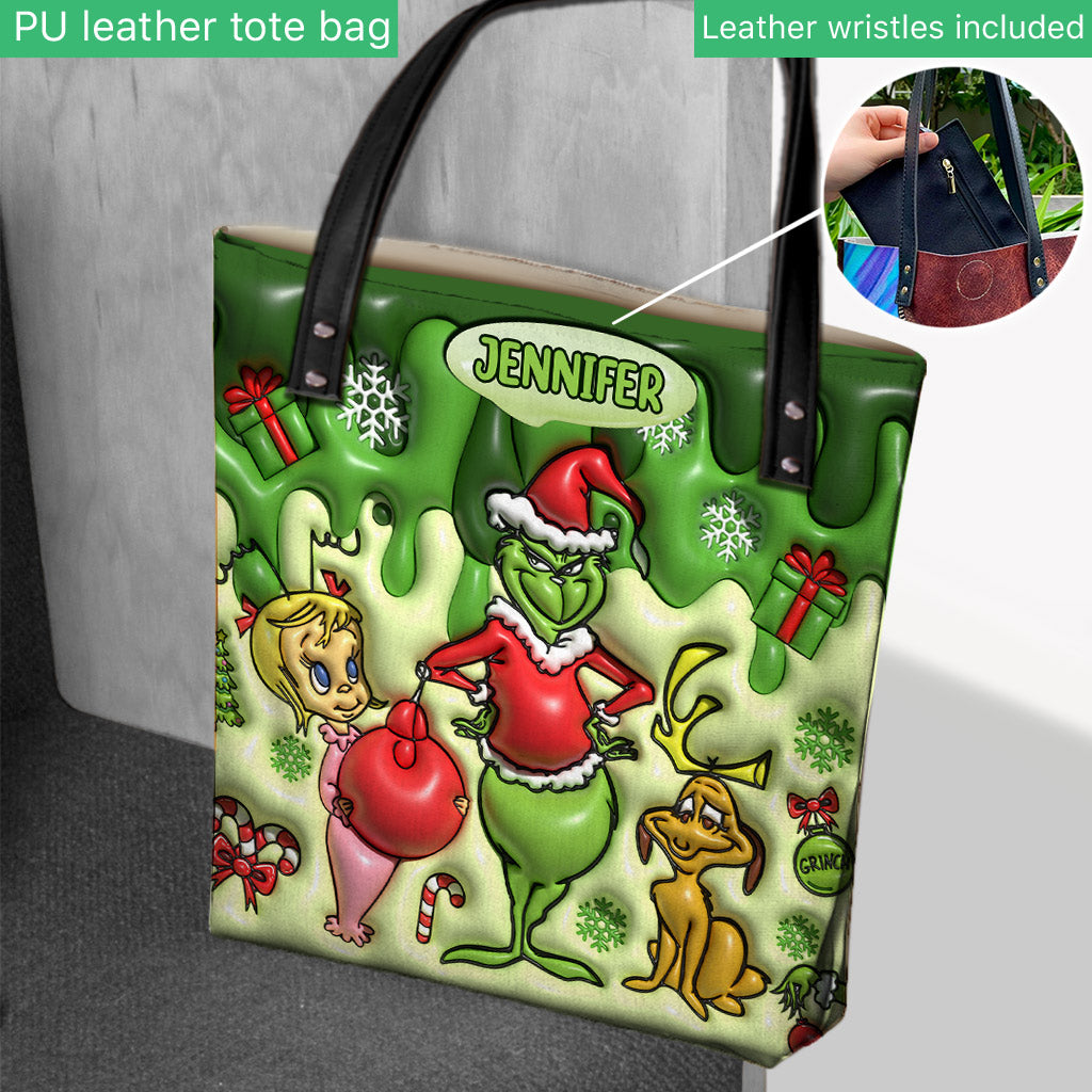 Joyeux Grinchmas - Sac fourre-tout de Noël personnalisé avec étole
