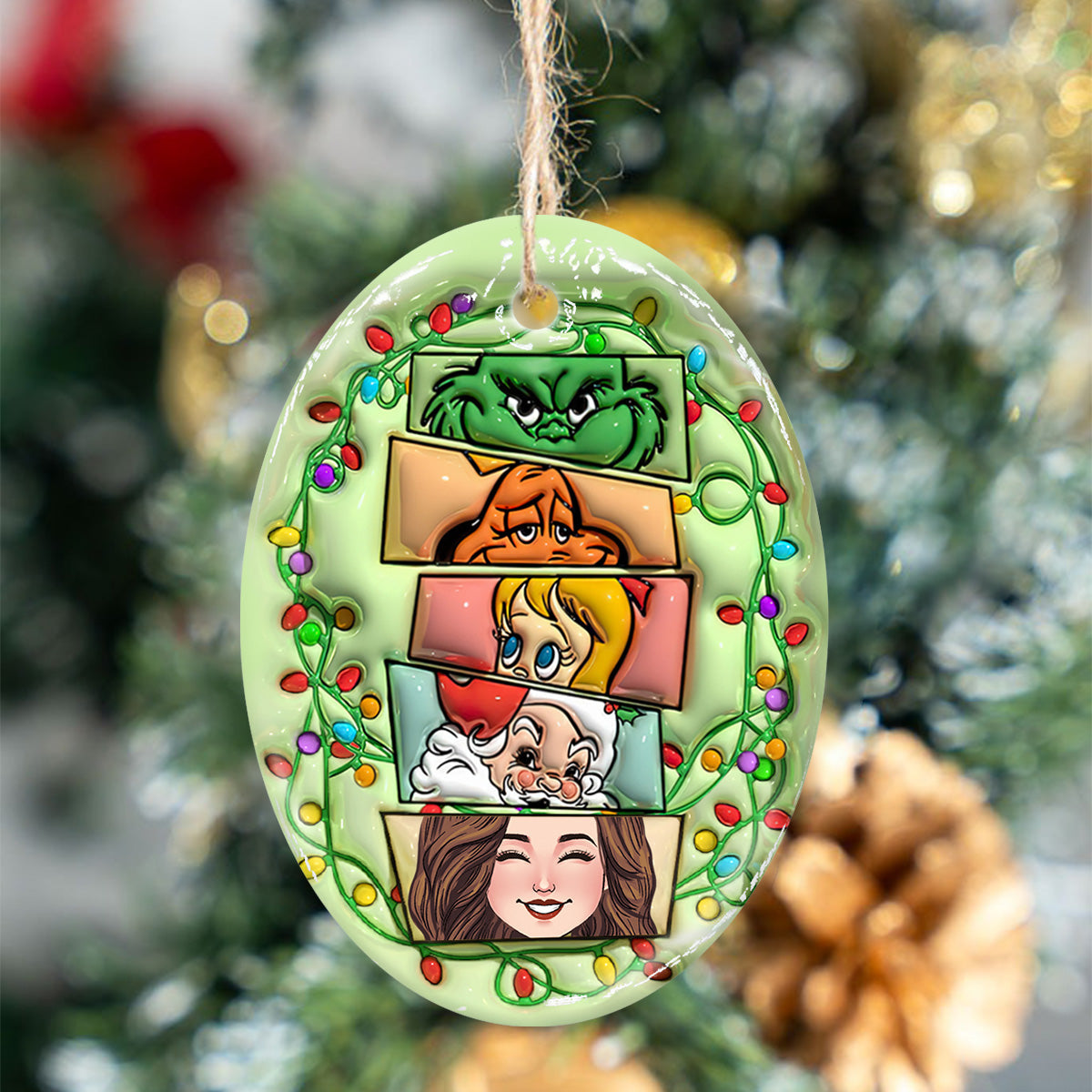 Green Squad - Personalized Stole Christmas Ceramic Oval Ornament
