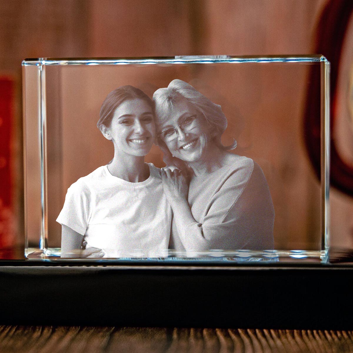 Heureuse d'être appelée grand-mère - Cadeau pour grand-mère - Lampe en cristal cubique 3D gravée au laser et personnalisée