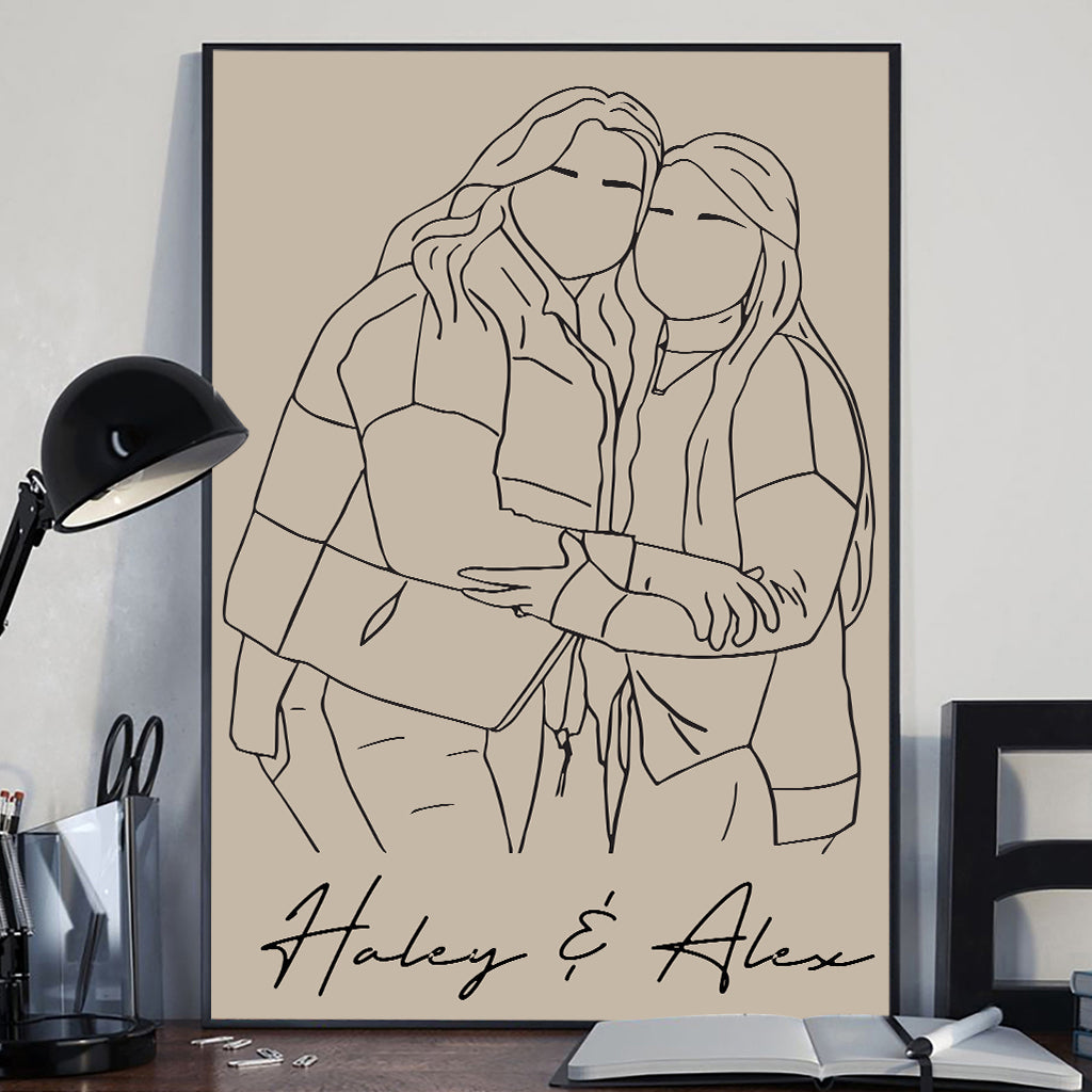 Illustrations au trait pour meilleures amies - Toile et affiche personnalisées pour meilleures amies