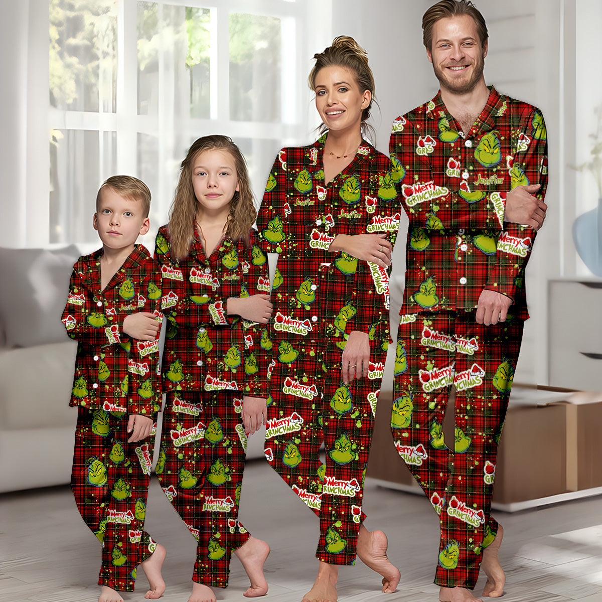Merry Grinchmas - Personalized Stole Christmas Button Down Pajamas