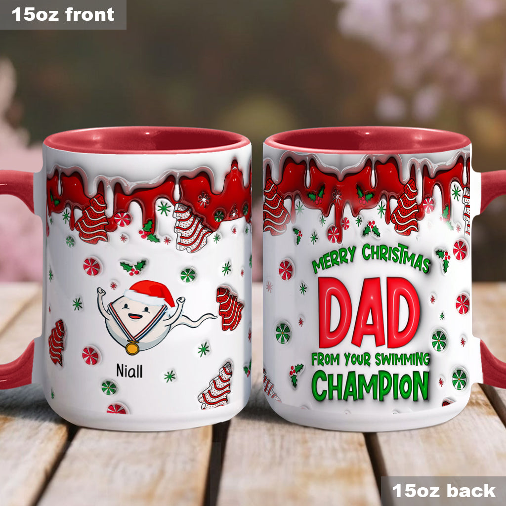 Joyeux Noël papa de la part de ton champion de natation - Mug personnalisé pour papa