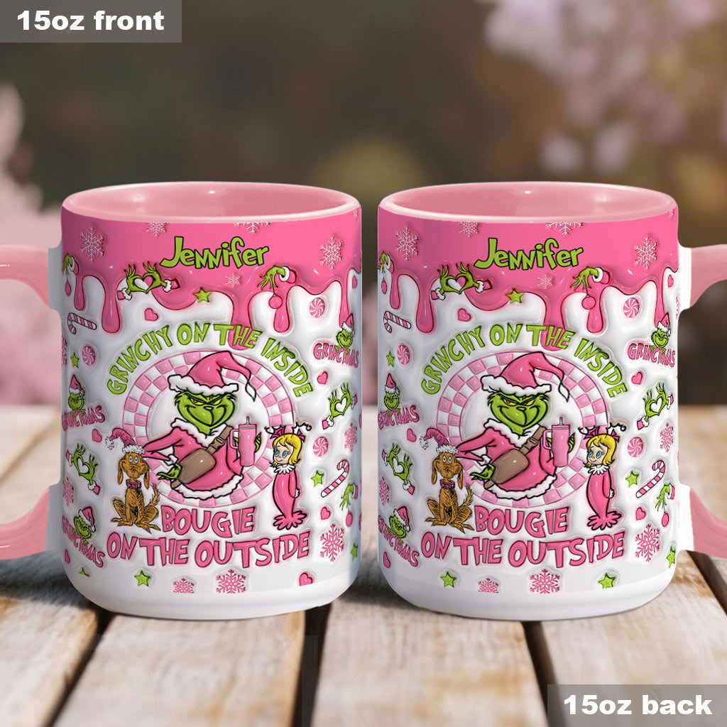 Grincheux à l'intérieur - Mug personnalisé avec étole de Noël