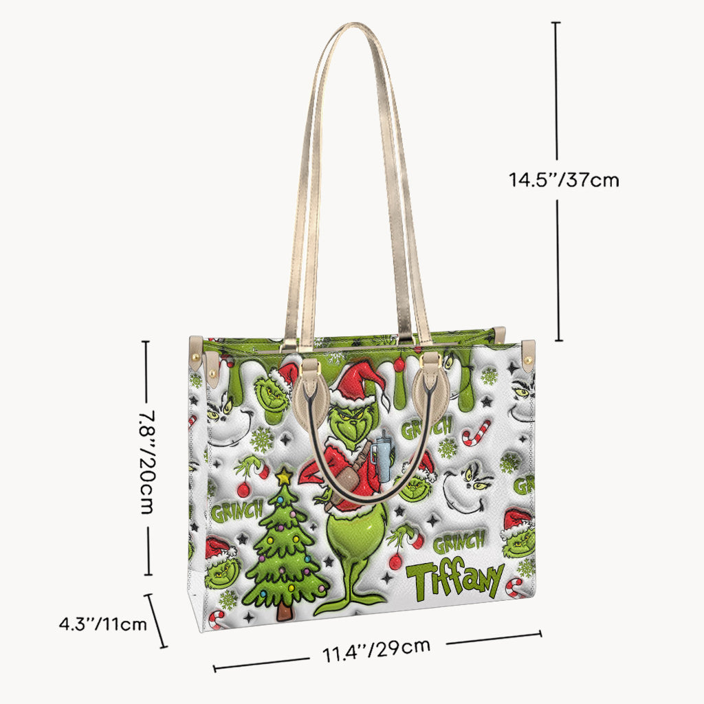 Joyeux Grinchmas - Étole de Noël personnalisée en cuir
