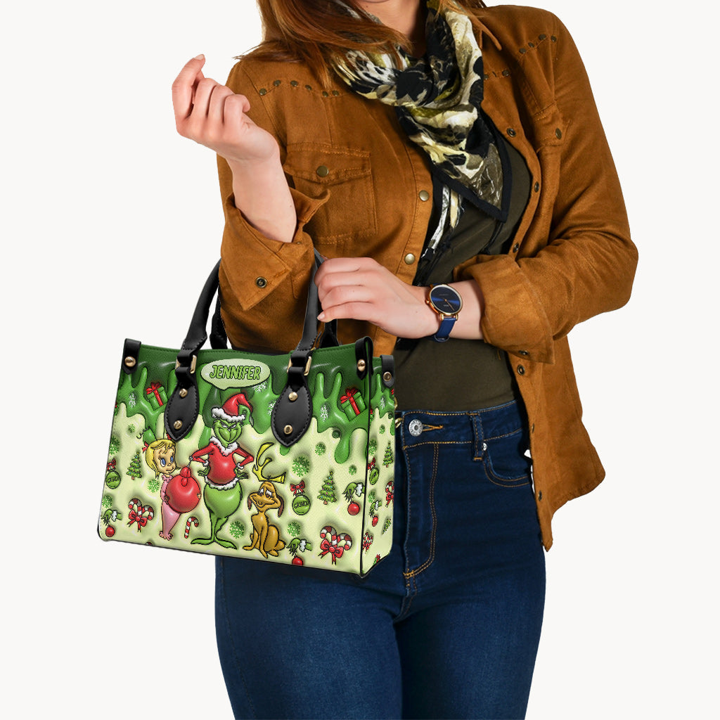 Merry Grinchmas - Personalized Stole Christmas Leather Handbag