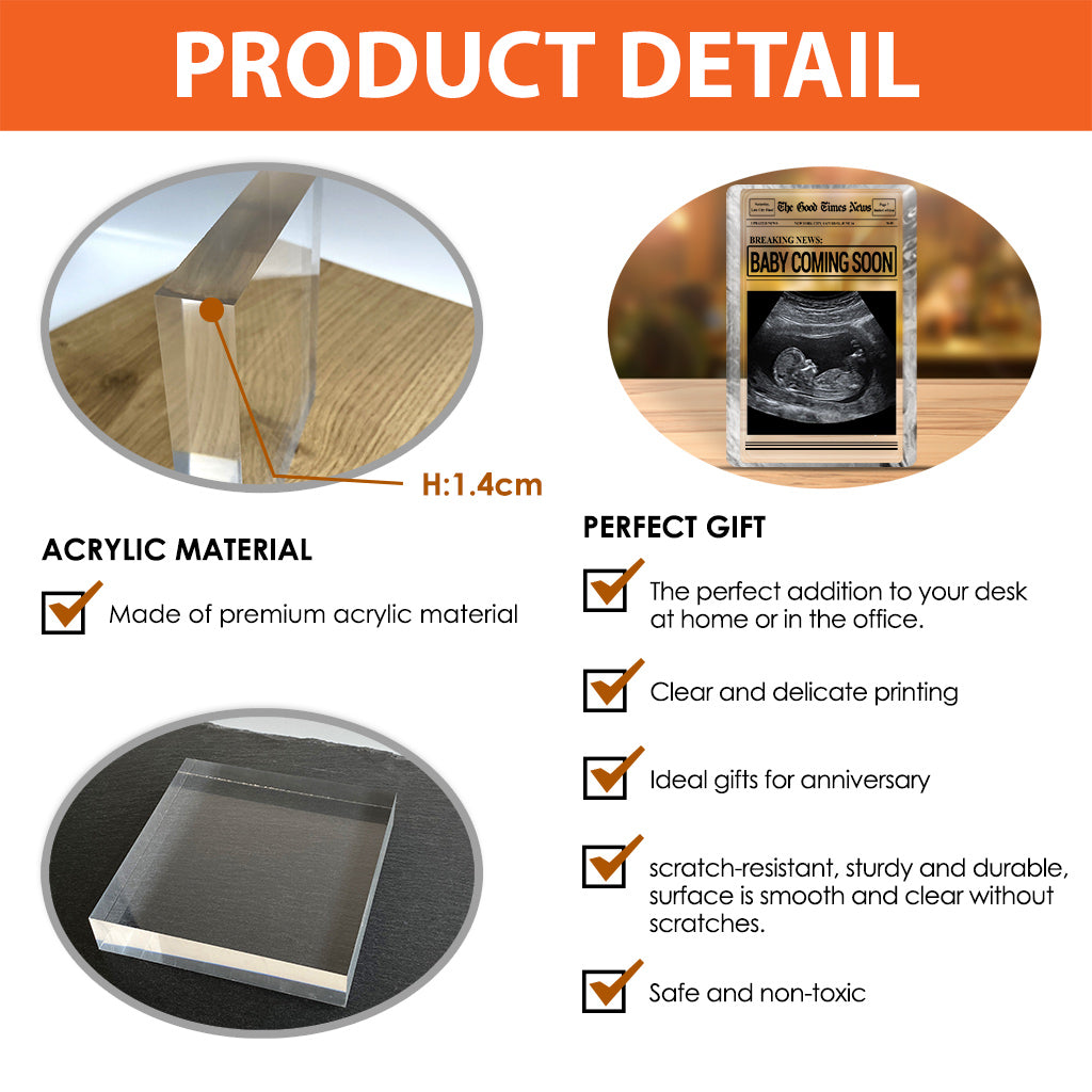 Bébé arrive bientôt - Plaque acrylique personnalisée pour maman