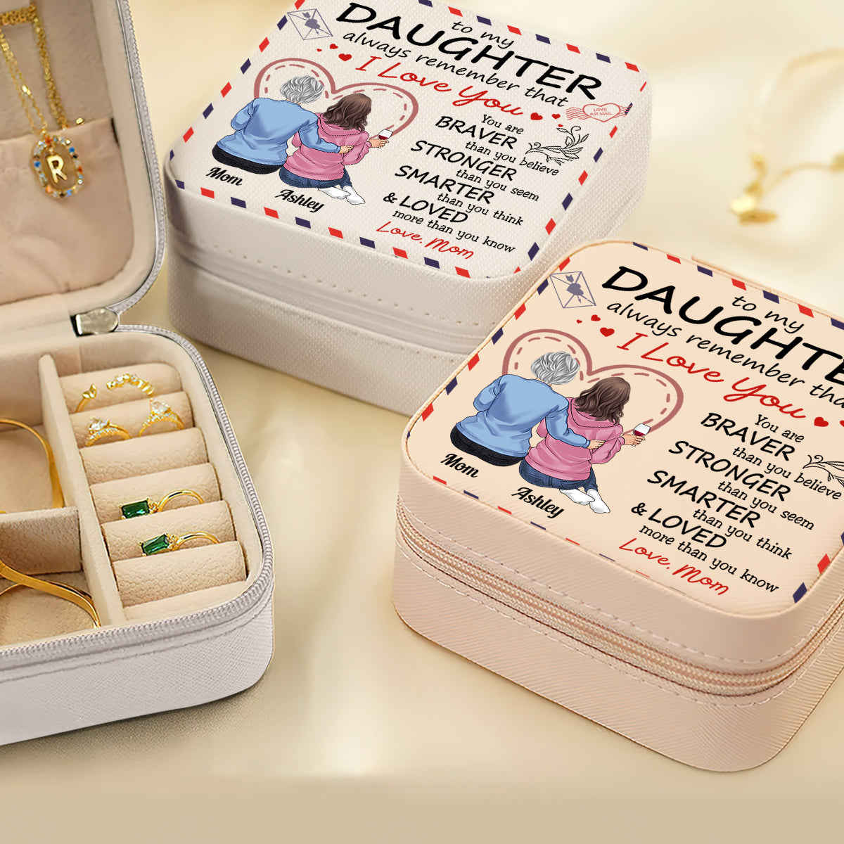 À ma fille - Coffret à bijoux personnalisé pour maman