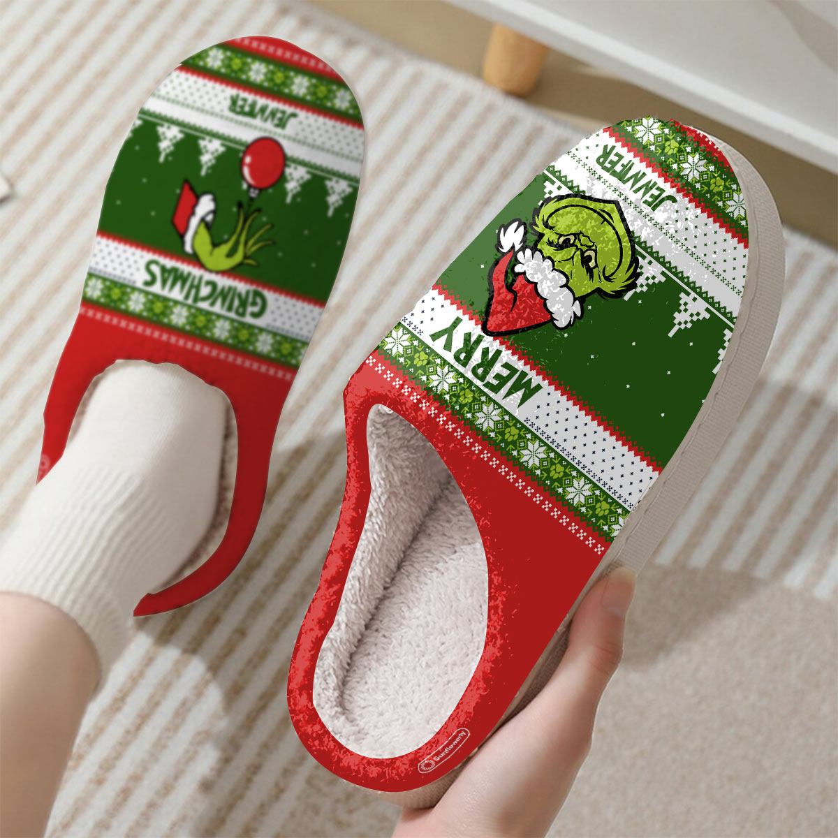Merry Grinchmas - Personalized Stole Christmas Slippers