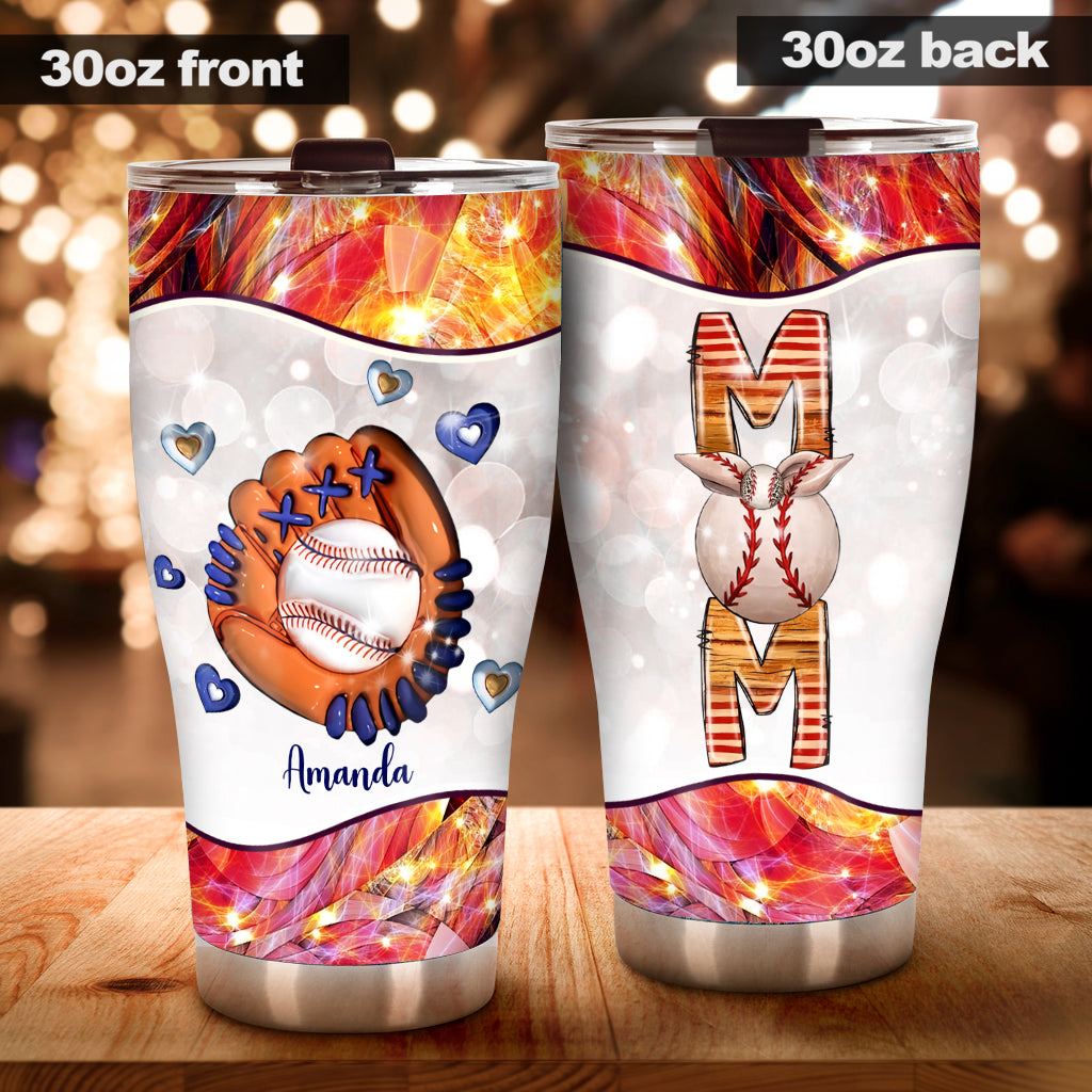 Maman de joueuse de baseball/softball - Gobelet personnalisé sur le thème du baseball